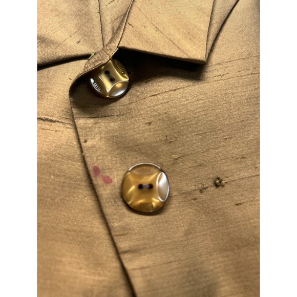 Vintage Fillity Brown 100% Silk Suit Jacket US 8 - Picture 3 of 10